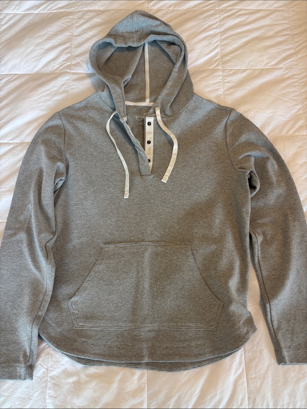 Southern Tide Heather Gray Henley Hooded Sweatshirt